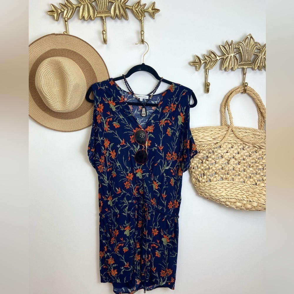 Boho chic floral shorts romper M pit 20” l. 34”